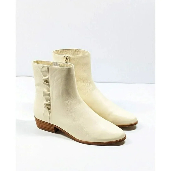 Joie Women's Laleh Ruffle Shell Leather Ankle Booties Size 39.5 EU (MSRP $368) - Picture 3 of 11